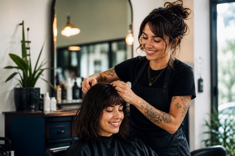 Una profesional preparando su espacio de belleza
